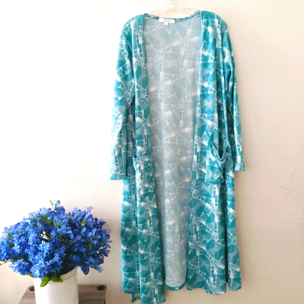 LuLaRoe | Teal&White Sarah Cardigan